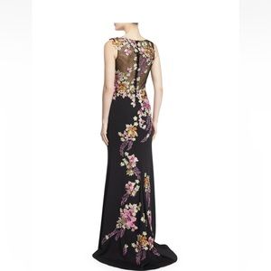 RARE FIND JOVANI Black Floral Appliqué Embroidered Gown